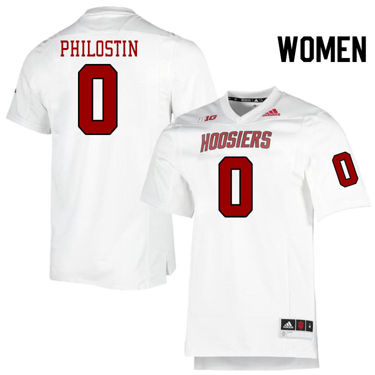 Women #0 Josh Philostin Indiana Hoosiers College Football Jerseys Stitched-Retro White